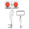 Chrome Rectangle Wing Bike Mirror Left with Red Reflectors. Bike mirror, bicycle mirror, bike accessory, bicycle accessory. view 1