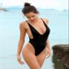 SHEKINI Women's High Cut One Piece Bathing Suit Backless Thong Brazilian Swimsuit (Black, X-Large) view 4