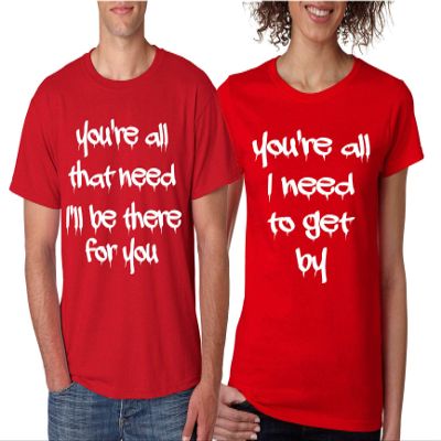 ALLNTRENDS Couple T Shirt You're All I Need to Get by Tees Cute Valentine's Gift (Womens L Mens 3XL, Red)