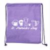 St Patrick's Day Drawstring Backpack Cotton Canvas Backpacks Reusable Gift Bags - 6PK Purple CA2725Patty S1 view 2