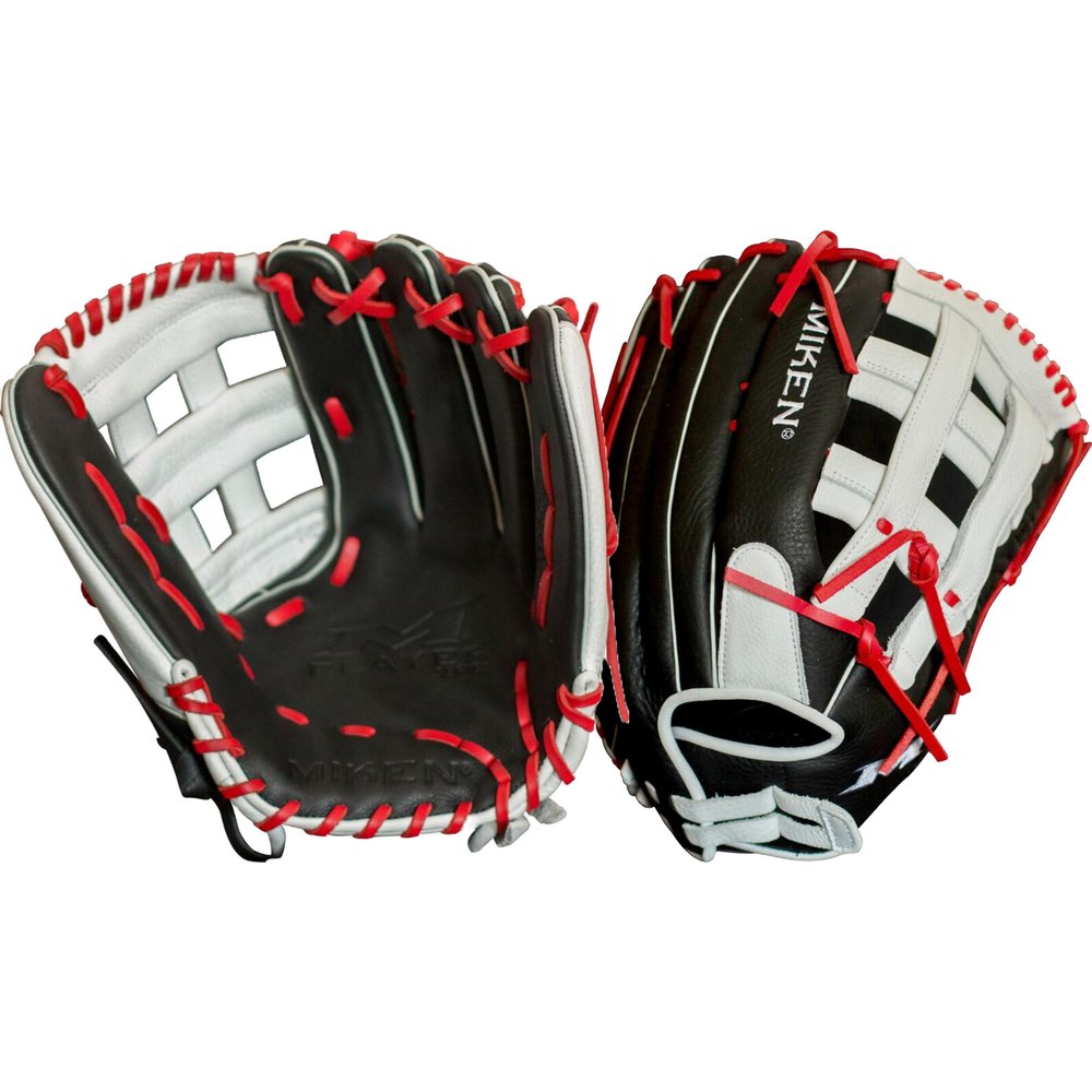Miken | PLAYERS SERIES Slowpitch Softball Glove | Sizes 14" | LHT | Black / White