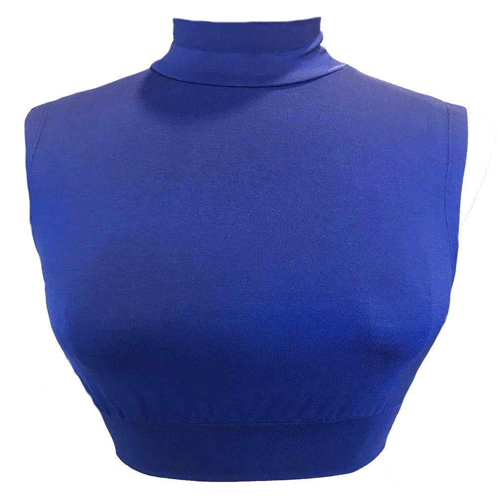 AMAL Muslim Fake Collar Hijab Extensions Neck Cover Under Top USA (Royal Blue, M)