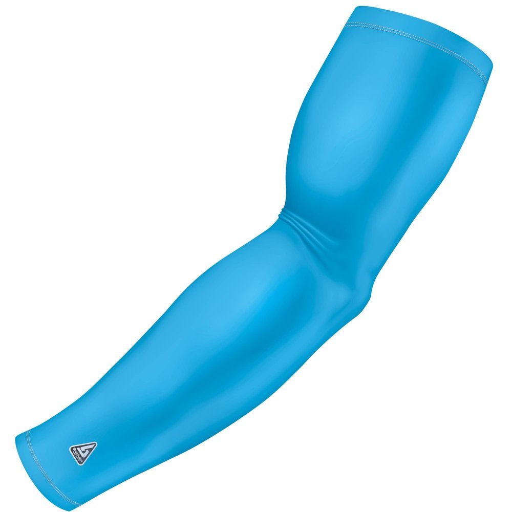 B-Driven Sports Pro-Fit Compression Arm Sleeve - Athletic Sports Support for Baseball, Basketball, Football, Softball, Running, Volleyball, Men, Women, Youth - Baby Blue XX-S (Youth L) (1pc)