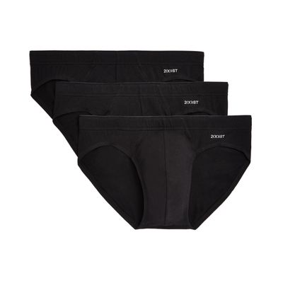 2(X)IST Men's Cotton Stretch Sliq Brief 3-Pack Deep Black