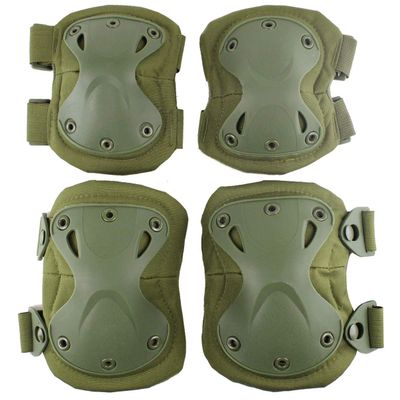 Tactical Combat Knee & Elbow Protective Pads Set for Outdoor CS Paintball Game Cycling Safety Skateboarding Gear Skates Knee Protection Guard Pads (Green)