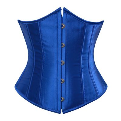Grebrafan Women's Lace up Boned Brocade Waist Training Underbust Corsets Plus Size (US(14-16) 3XL, Blue)