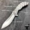 TACTICAL GEARZ Titanium Pocket Folding Knife, Solid Tc4 Titanium Handle, Razor Sharp CPM-D2 Steel DAO Blade, Includes Sheath (Ares) view 2