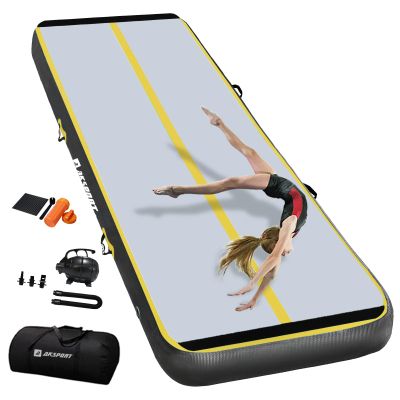 AKSPORT Air Mat Tumble Track Gymnastics Tumbling Mat Inflatable Floor Mats with Air Pump for Home/Tumble/Gym/Training/Cheerleading/Parkour 10/13/16/20/23/26/29/33ft (yellow-black,500x150x15cm)