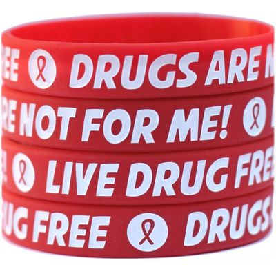 15 Live Drug Free Wristbands - Red Ribbon Week Silicone Wrist Bands