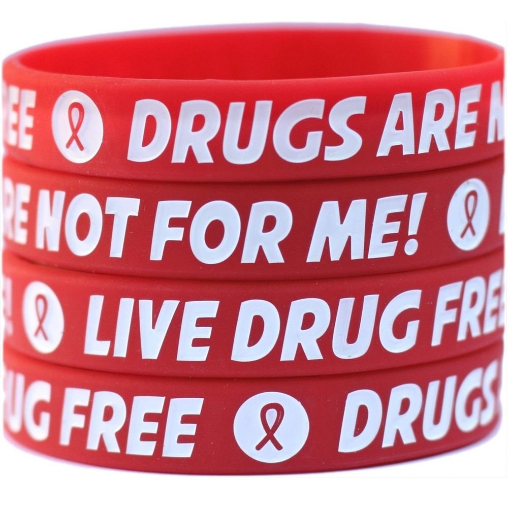 15 Live Drug Free Wristbands - Red Ribbon Week Silicone Wrist Bands