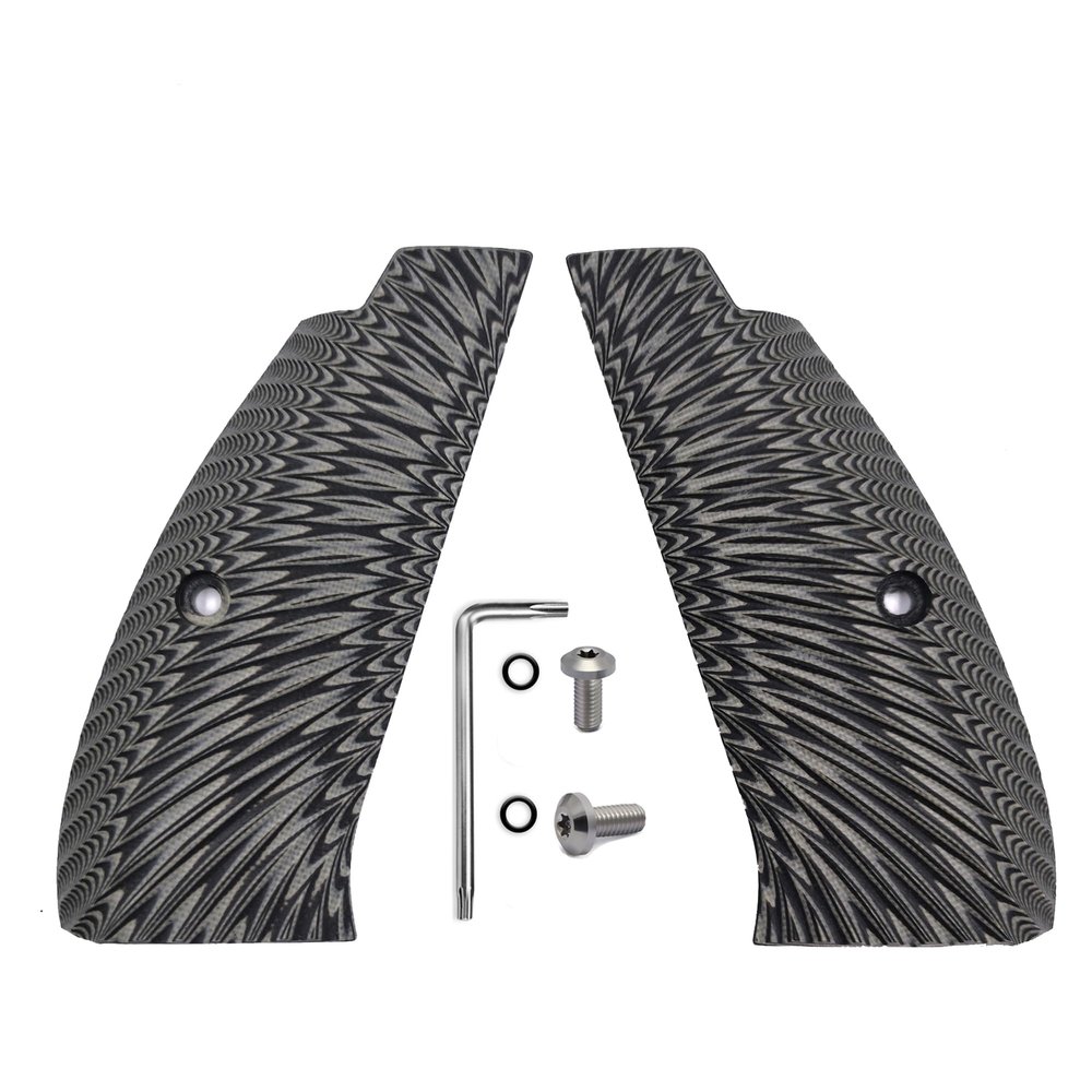 Guuun G10 Grips for CZ-75B Full Size CZ SP-01 Grip Sunburst Texture, Gray/Black
