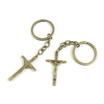5 Items Keychain Keyring Key Tags Chains Rings Jewelry Bag Charms L0XM6 INRI Jesus Cross