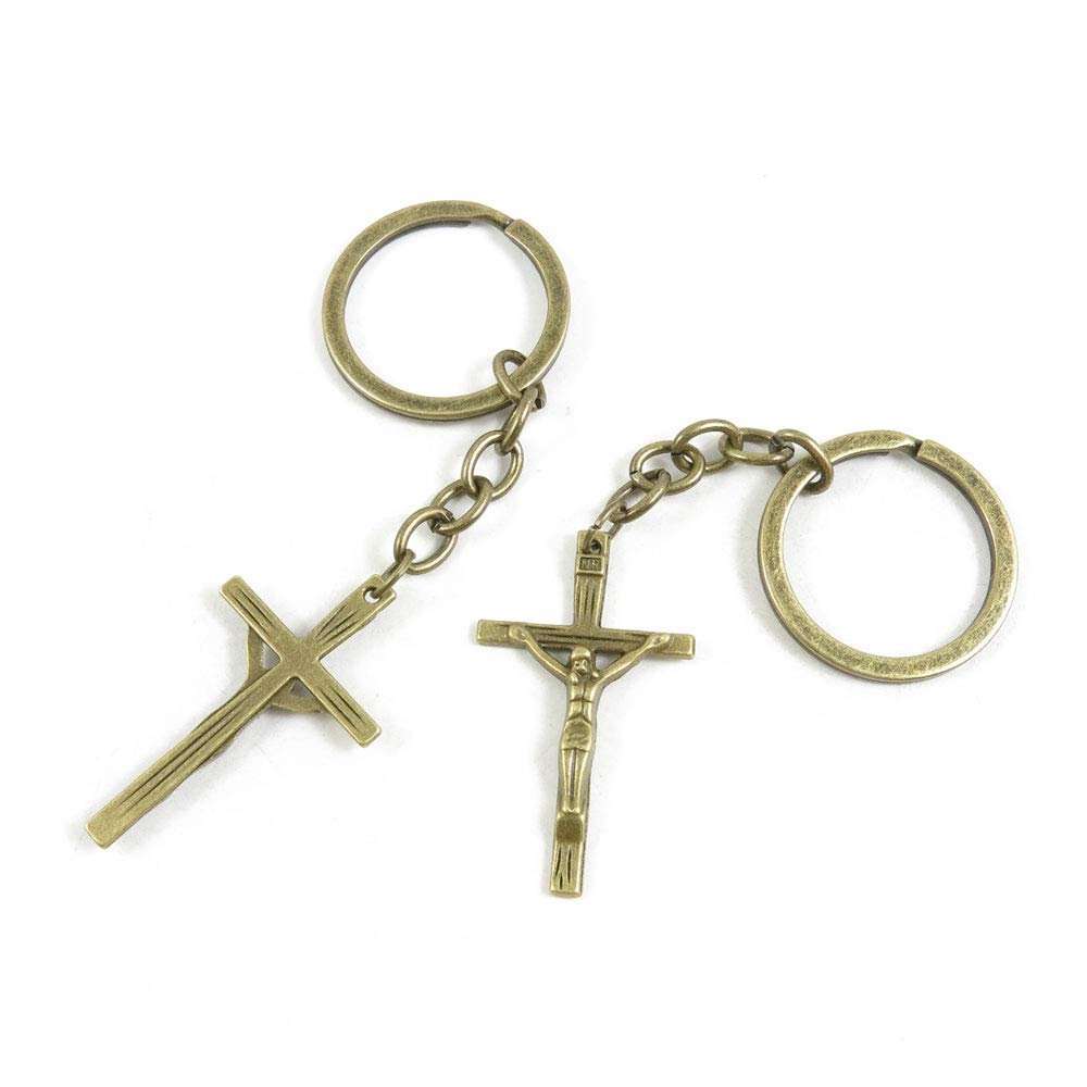 5 Items Keychain Keyring Key Tags Chains Rings Jewelry Bag Charms L0XM6 INRI Jesus Cross