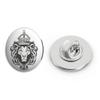 Royal Lion with Crown and Mane Black White Round Metal 0.75" Lapel Pin Hat Shirt Pin Tie Tack Pinback view 1