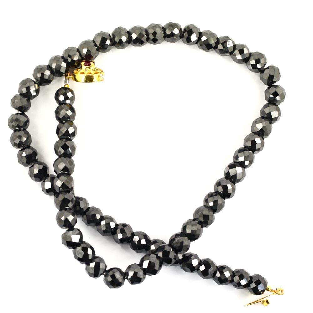 Skyjewels 18" Certified 9mm Round Checker Black Diamond Beads Necklace in Sterling Silver with Free Diamond Studs