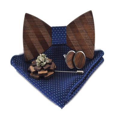 Bowtie Handmade Customized Wood Bow Tie Set Creative Wooden Nice Designer Formal Woven Cravat with Box