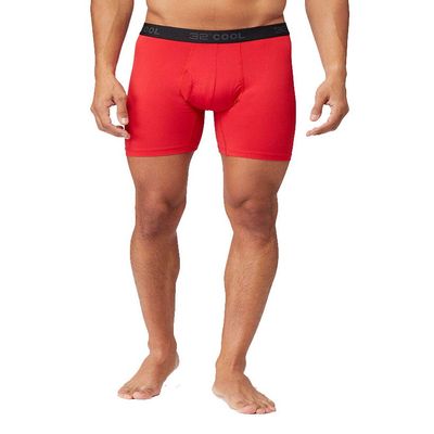 32 Degrees Mens Active Mesh Boxer Brief, Fire Engine, Small