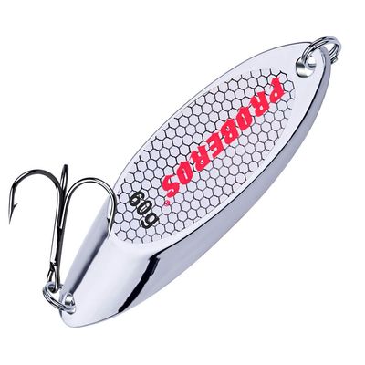 PROBEROS Fishing Spoons Lures Bass Baits Jigging Bait Tackle with Treble Hooks Hard Metal Spoon Fishing Lure Weight Pick 10 Pcs/Pack 2.12oz Silver
