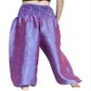RaanPahMuang Textured Thai Silk Smock Waist MC Hammer Dance Pants with Pocket, Medium, Blue Red view 2