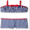 Kiko & Max Girls' 2-Piece Swimsuit Bathingsuit, Retro Red White & Blue, 24 Months view 1