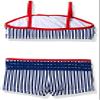 Kiko & Max Girls' 2-Piece Swimsuit Bathingsuit, Retro Red White & Blue, 24 Months view 2