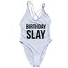 Birthday Slay Women One Piece Bathing Suit Racerback Swimsuit Birthday Party Swimwear view 3