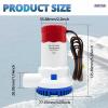 AIRTAK Bilge Pump for Boat DC12V 1500GPH Small Bilge Pump 12 Volt Electric Water Pump Low Noise view 2
