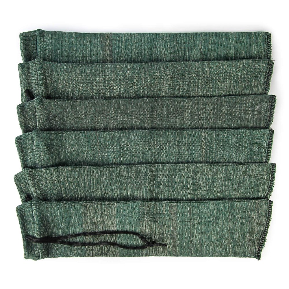 GUGULUZA Extra-Thick Gun Socks for Pistols, Pistol Sock for Handgun, 6 Pack Knit Silicone Treated Handgun Sleeve for Revolver, Drawstring Closure, Anti-Rust (Green)