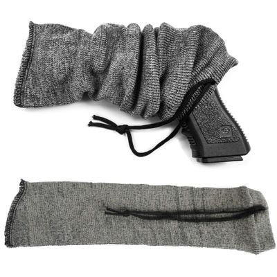 GUGULUZA Extra-Thick Gun Socks for Pistols, Pistol Sock for Handgun, 6 Pack Knit Silicone Treated Handgun Sleeve for Revolver, Drawstring Closure, Anti-Rust (Gray)