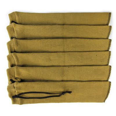 GUGULUZA Extra-Thick Gun Socks for Pistols, Pistol Sock for Handgun, 6 Pack Knit Silicone Treated Handgun Sleeve for Revolver, Drawstring Closure, Anti-Rust (Tan)