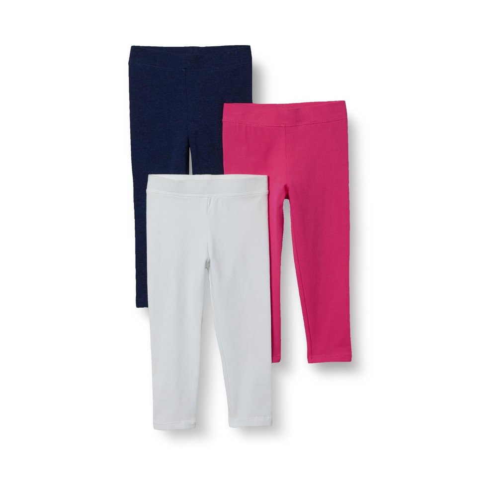 Amazon Essentials Girls' Leggings, Pack of 3, Navy Heather/Raspberry/White, Medium