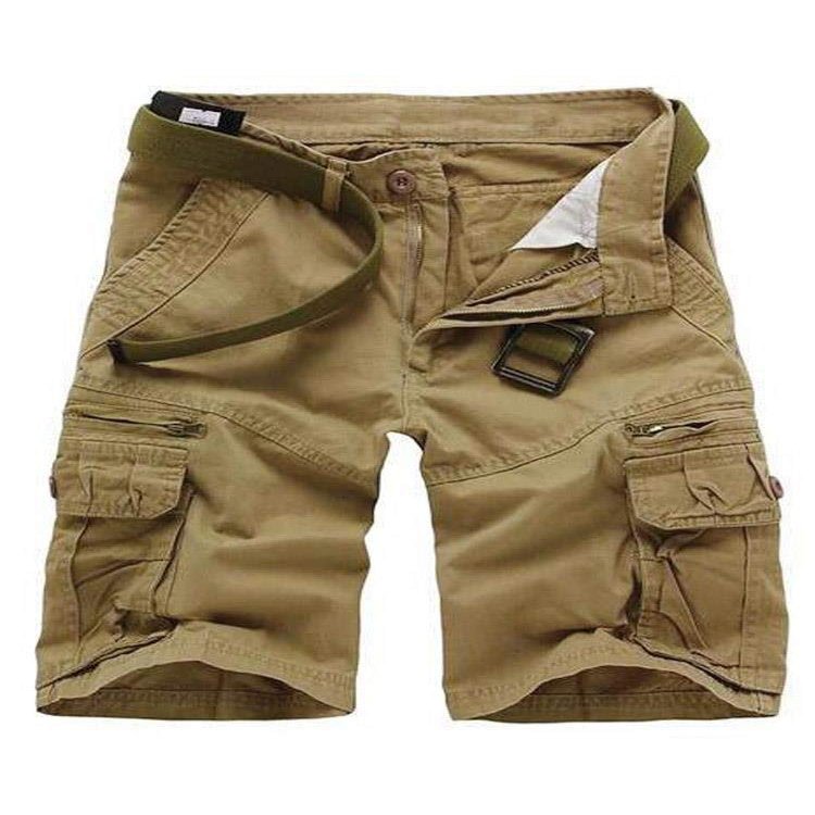 AKARMY Men's Lightweight Multi Pocket Cotton Casual Cargo Shorts,Outdoor Twill Camo Shorts with Zipper Pockets(No Belt) 038 Khaki