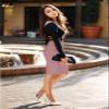 Hybrid & Company Women's Premium Nylon Ponte Stretch High Waist Pencil Suit Skirt Below Knee KSK45002 1073T Rose L view 2
