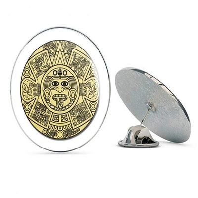 Aztec Calendar Round Metal 0.75" Lapel Pin Hat Shirt Pin Tie Tack Pinback