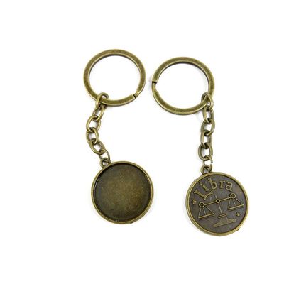 5 Items Keychain Keyring Key Tags Chains Rings Jewelry Bag Charms M1JH1 Libra Cabochon Blank Tag