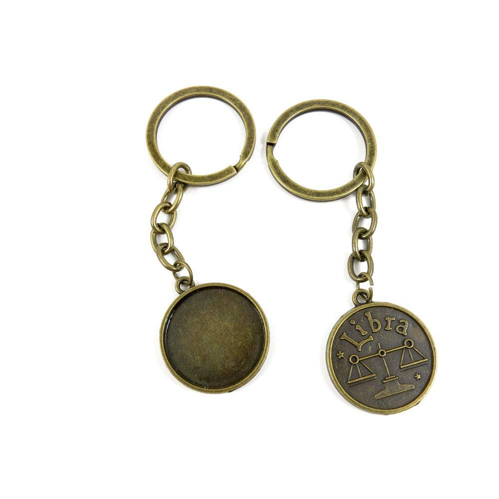 5 Items Keychain Keyring Key Tags Chains Rings Jewelry Bag Charms M1JH1 Libra Cabochon Blank Tag
