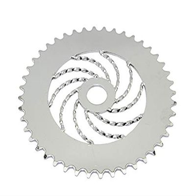 Alta Bicycle Lowrider Twisted Sprocket/Chain Ring (1/2 X 1/8), Various Styles and Colors (Chrome, 44 Teeth Single Twisted)