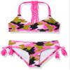 Kanu Surf Girls' Willow V-Neck Bikini Beach Sport 2-Piece Swimsuits, Erin Pink Camo, 3T view 1