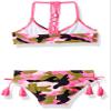 Kanu Surf Girls' Willow V-Neck Bikini Beach Sport 2-Piece Swimsuits, Erin Pink Camo, 3T view 2