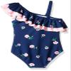 Kanu Surf Girls' Morgan Floral Ruffle 1-Shoulder 1-Piece Swimsuit, Navy, 6 view 2