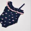 Kanu Surf Girls' Morgan Floral Ruffle 1-Shoulder 1-Piece Swimsuit, Navy, 6 view 4