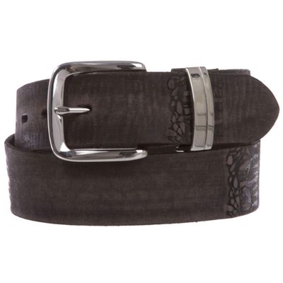 Snap On 1 1/2" Soft Hand Vintage Embossed Cowhide Full Grain Thick Leather Casual Belt, Black | 36"
