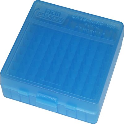 MTM PLASTIC AMMO BOX, CLEAR BLUE 100 Round 9MM / 380 - FREE SHIPPING (3)