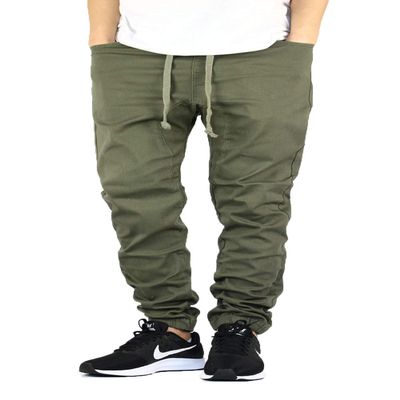 AIRNINE Men's Premium Twill Drop Crotch Jogger Pants S-5XL (Olive, 5X-Large)