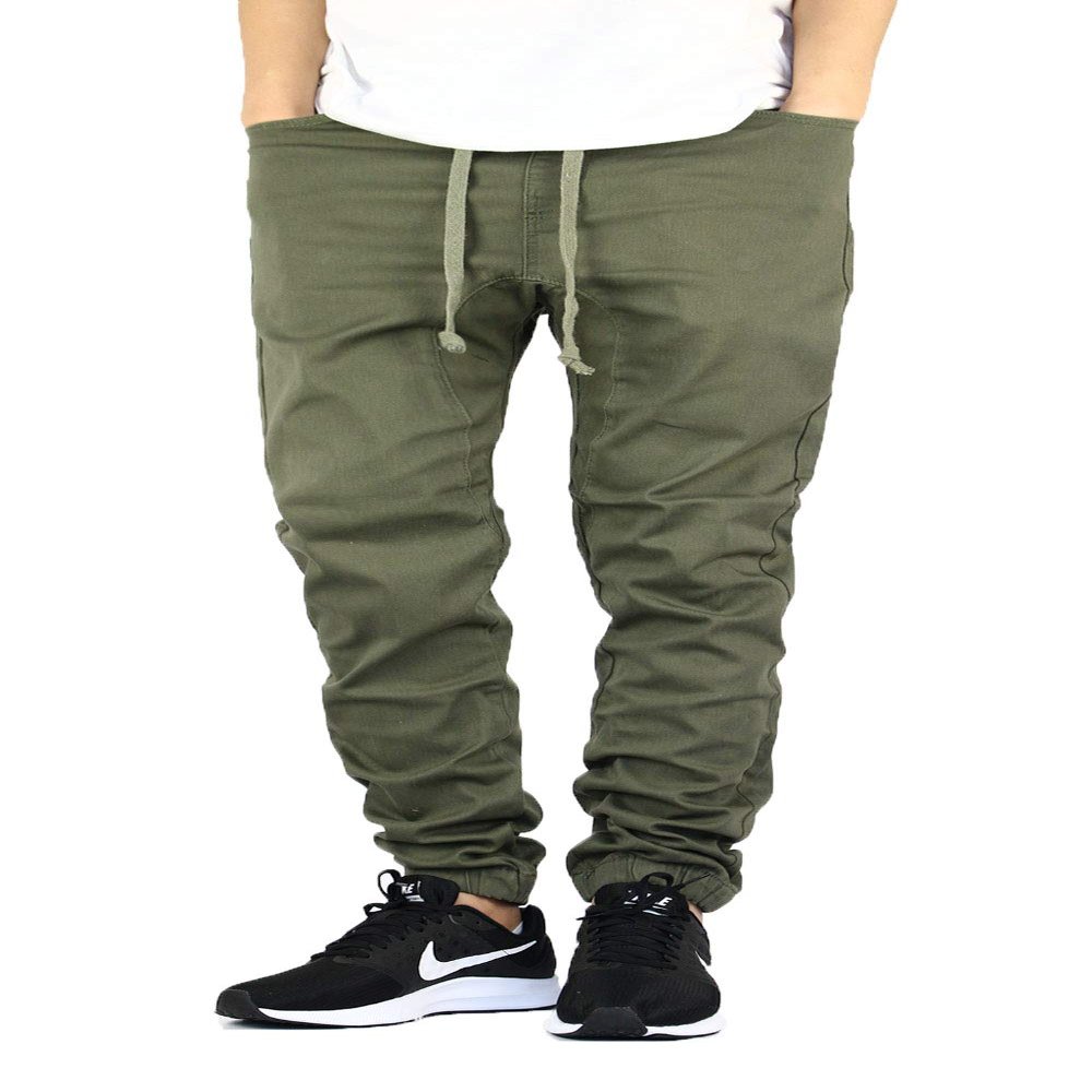 AIRNINE Men's Premium Twill Drop Crotch Jogger Pants S-5XL (Olive, 5X-Large)