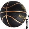 Senston 29.5'' Basketball Outdoor Indoor Rubber Basketball Ball Official Size 7 Basketballs with Pump Black/Gold view 1