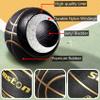 Senston 29.5'' Basketball Outdoor Indoor Rubber Basketball Ball Official Size 7 Basketballs with Pump Black/Gold view 2