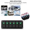 6 Gang LED Switch Panel,12-24V 6 Gang Rocker Switch Panel for Car RV Boat Yacht Marine(Green LED) view 2