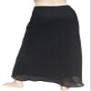 Full Funk Soft Long Flowing Skirt Elongated Waist with Chiffon Trim Black sz S view 2