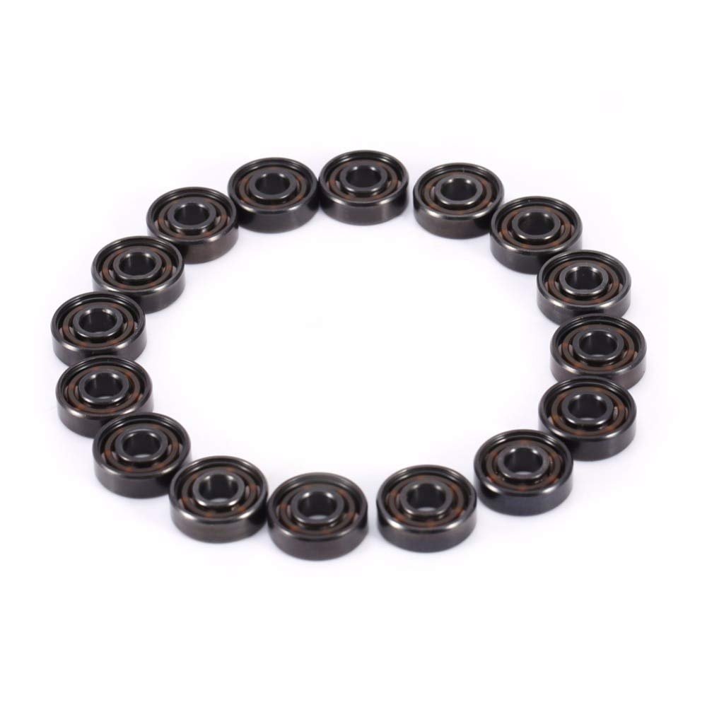 Ochoos 16pcs Ceramic Swiss BSB 608 8227mm ABEC-11 Hybrid 6 White ZrO2 Balls Skateboard Bearing Skating Inline Roller Skate Wheels 608 - (Length: 16 Pcs)